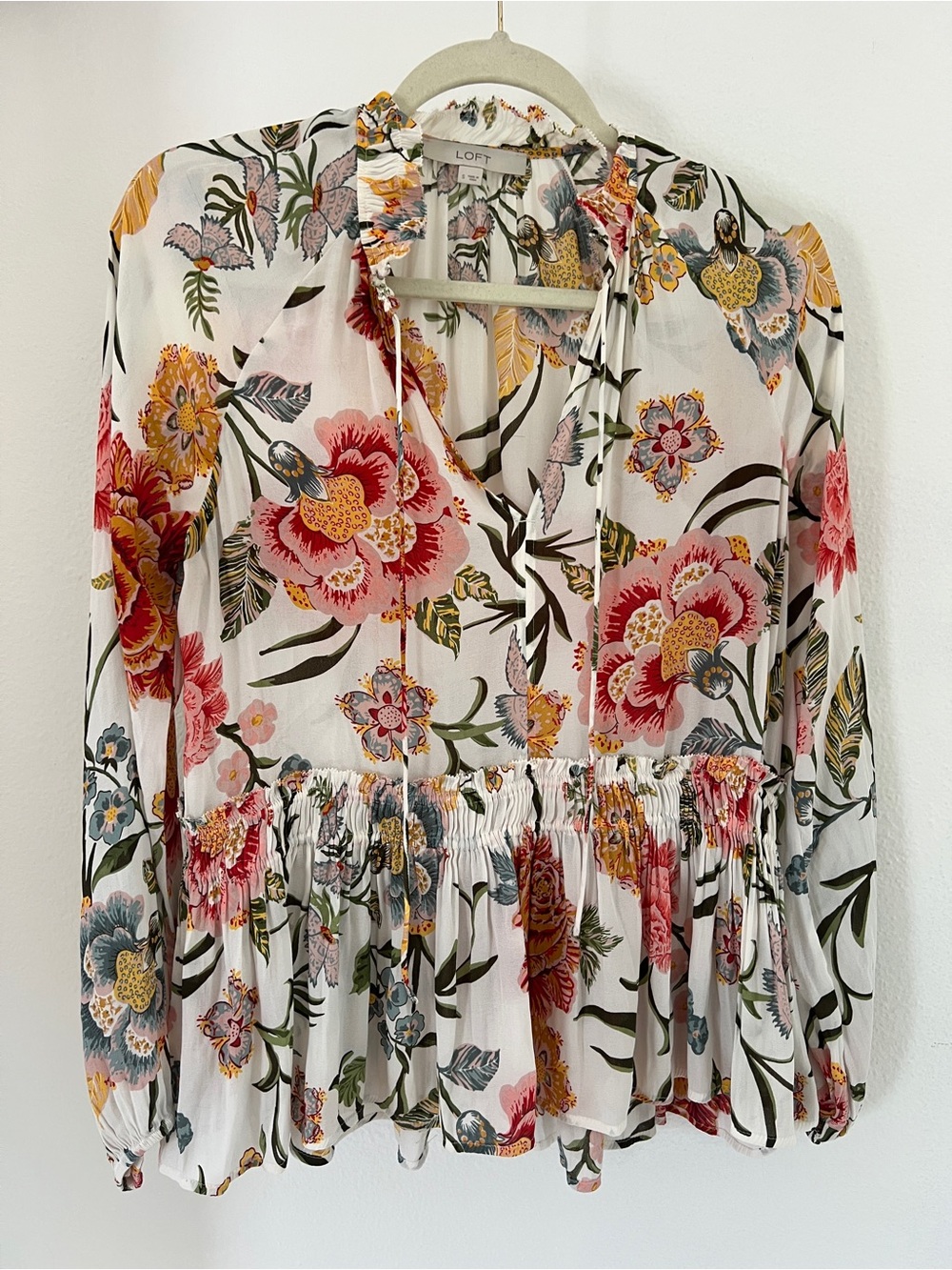 Floral Sheer Long Sleeve Blouse Shirt Top